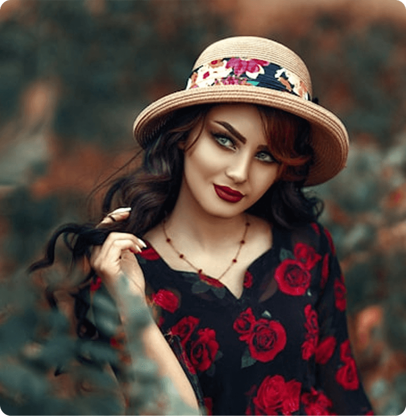 A model wearing a colorful new arrival outfit.